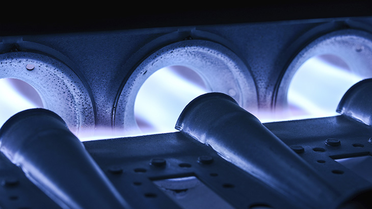 Closeup of gas furnace
