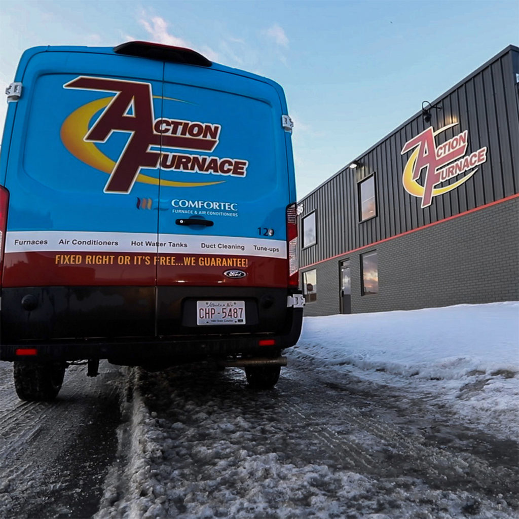 Action Furnace van outside Calgary location.