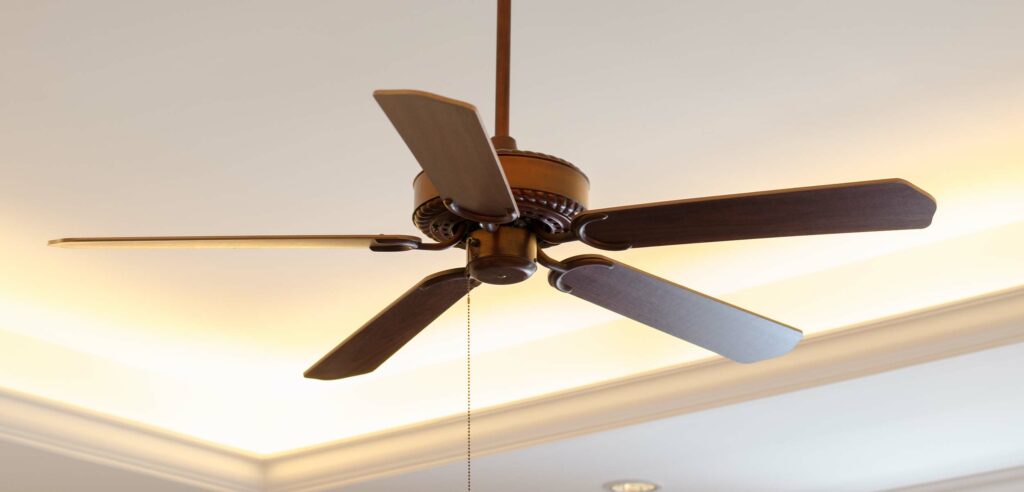 Ceiling fan inside home.