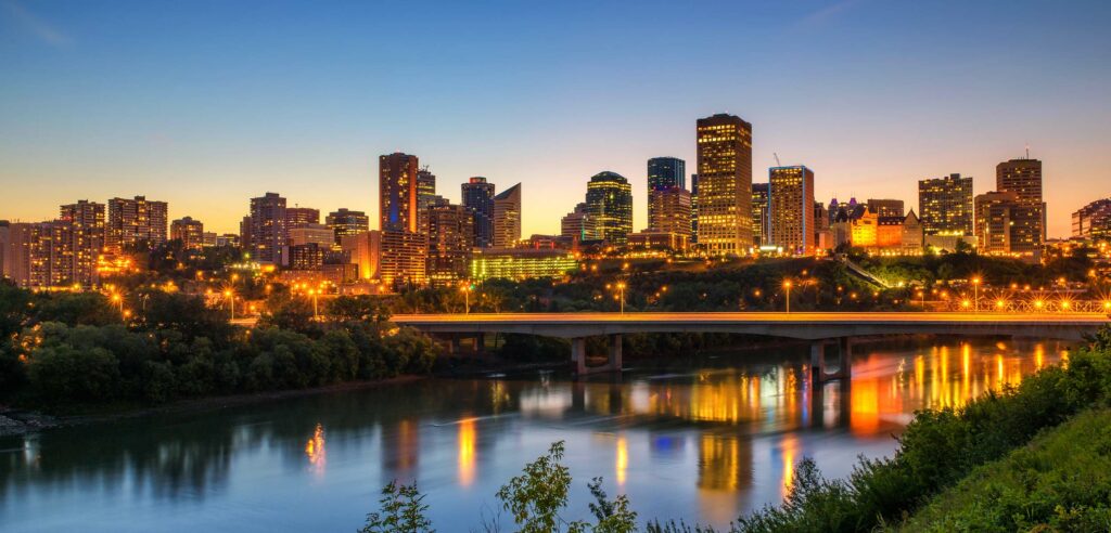 Calgary cityscape at night