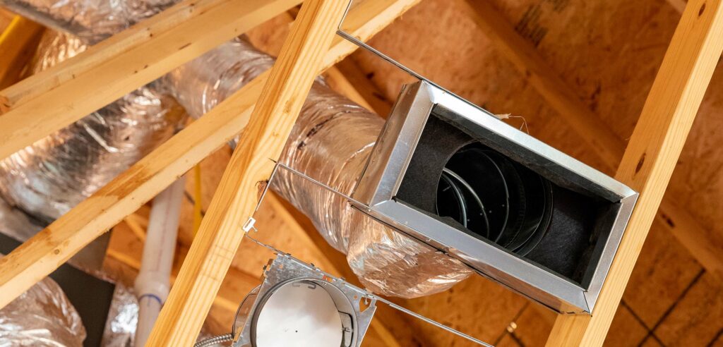 Photo showing properly insulated ductwork installed in home.