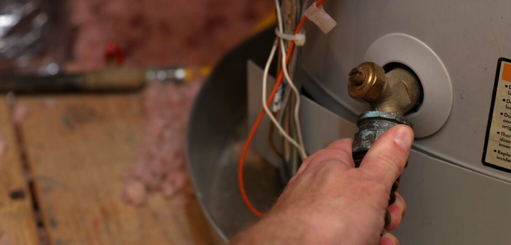 Corroded drain valve on water heater