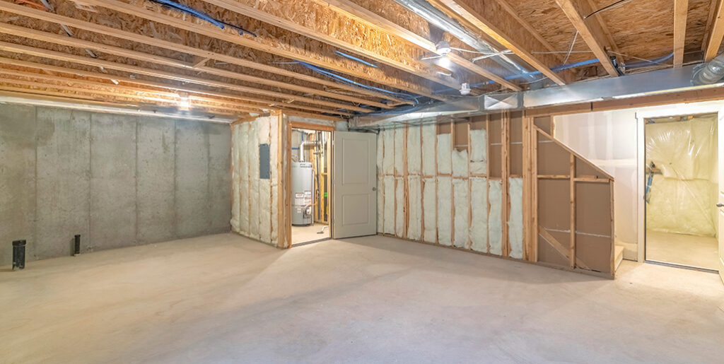 A basement in the process of being properly insulated.