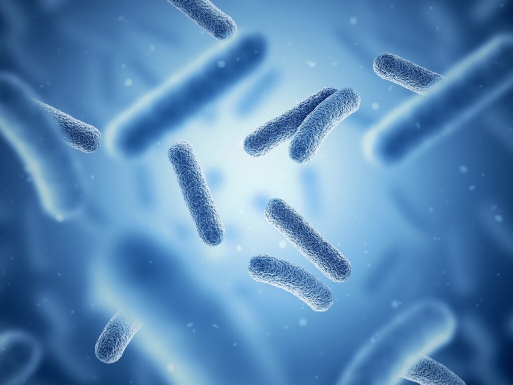 Artist's rendering of microbes in air