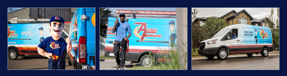 Repairs are inevitable, especially as your furnace ages. Regular maintenance can delay these costs, but eventually, expert assistance becomes essential. Trust Action Furnace experts to manage installation, repairs, and evaluations. Image shows Action Furnace technicians arriving on a job site.