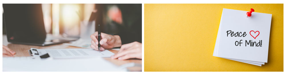 Man reviewing contract documents and agreements, representing the concept of a home warranty covering various home systems, including HVAC, but offering more limited furnace protection compared to manufacturer or extended warranties.

White sticky note with "Peace of Mind" attached by a red push pin on a yellow background, symbolizing the reassurance that warranties provide, despite potential limitations in coverage for full furnace replacements.