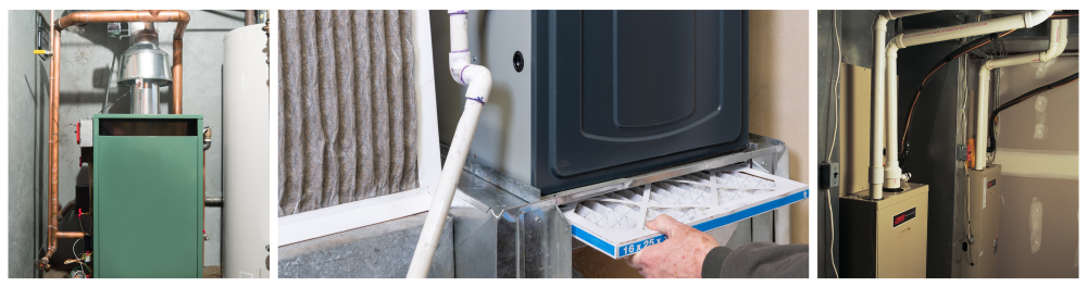 New natural gas-fueled steam heat furnace, emphasizing the importance of understanding warranty coverage to avoid unexpected repair costs and maintain long-term efficiency. Replacing a dirty furnace filter in a residential home to ensure optimal performance and longevity, covered by most warranties.Residential boiler and water heater system, highlighting the significance of knowing what is included in the warranty to prevent costly repairs.